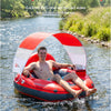 Tube de rivière gonflable de 116,8 cm avec auvent pare-soleil amovible, tube flottant robuste pour adultes, repose-jambes et dossier ergonomiques, sac imperméable et porte-gobelets ROUGE