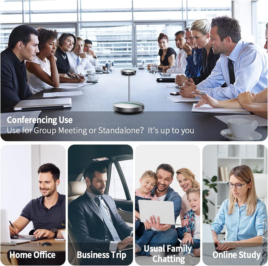 Bluetooth Conference Speakerphone SP300KIT 2pk Bundle, jusqu'à 16 participants, 18H d'appel, 360° Voice Pick-up 2x6 AI Echo & Noise Cancelling Microphones
