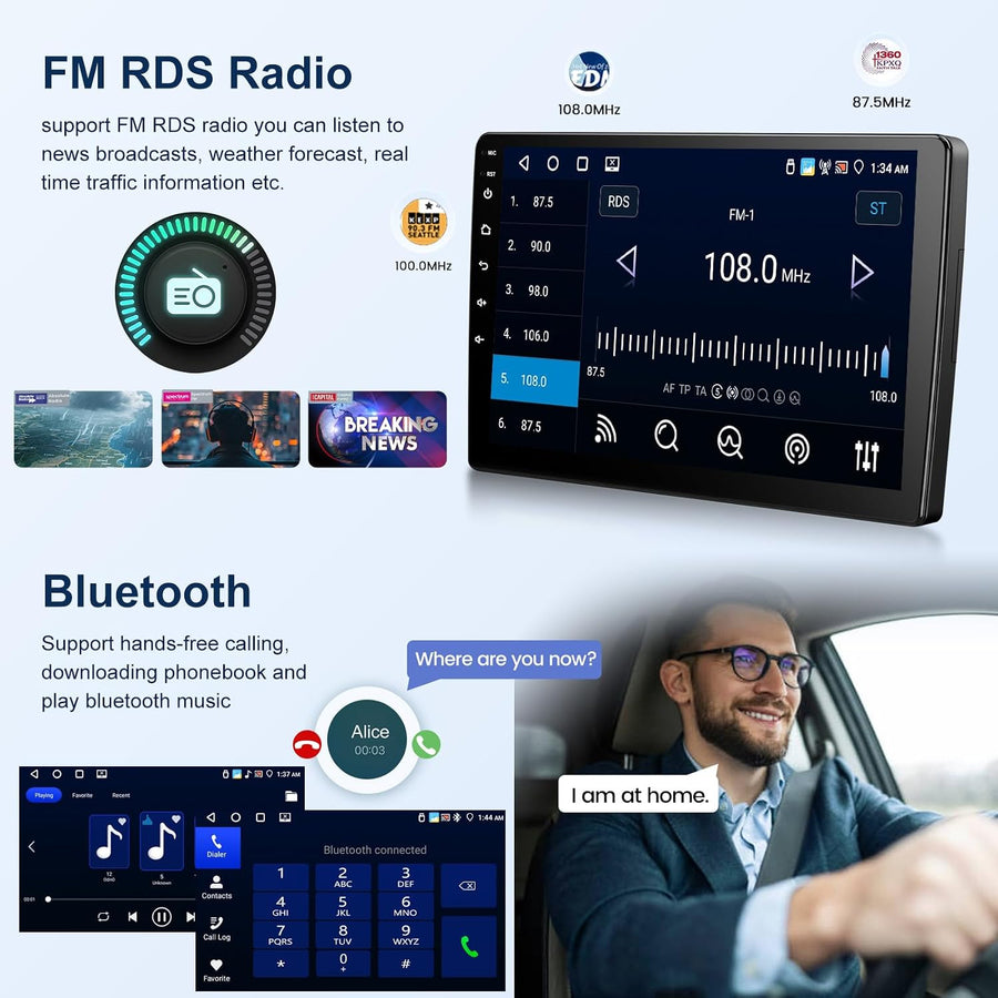 Autoradio 2+64G pour Peugeot 3008 2009-2015 sans Fil Carplay Android Auto Écran Tactile HD de 9 pouces avec GPS/WiFi/Bluetooth/EQ/FM RDS