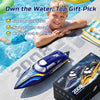 Jouet Bateau Télécommandé Rapide pour Enfants et Adultes, Vitesse supérieure à 20+ mph, avec 2 Batteries de 1200 mAh, Bateau étanche Auto-redressable pour Lacs et piscines