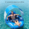 Tube de rivière gonflable de 116,8 cm avec auvent pare-soleil amovible, tube flottant robuste pour adultes, repose-jambes et dossier ergonomiques, sac imperméable et porte-gobelets BLEU