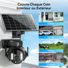 Caméra de Surveillance 4K - PTZ 360° Extérieure Étanche avec Zoom 5X, Caméra Solaire 4G/5G LTE pour Sécurité Domestique, Inclus Carte SIM 300Mo et Carte SD 64Go (8MP)