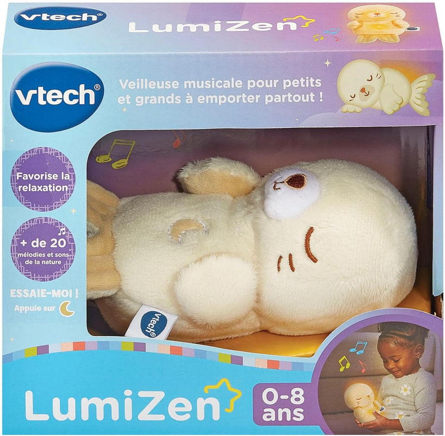 VTech - LumiZen Beige - Petite Peluche Phoque, Doudou Veilleuse Musicale Bébé - Veilleuse Nomade Enfant, Peluche Apaisante et Lumineuse - Cadeau Bébé Naissance et Cadeau Enfant - Contenu en Français