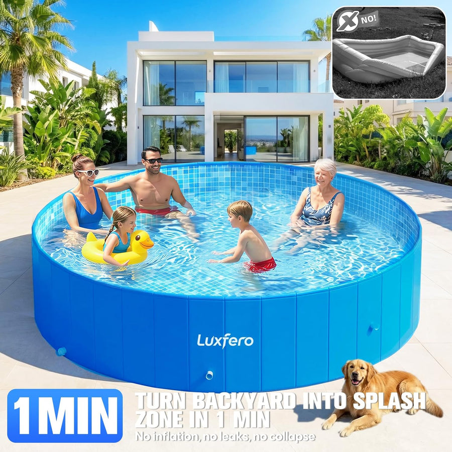 Piscine Tubulaire Ronde, Piscine Hors Sol, Piscine Metal Frame Épaissi, Facile à Ranger Piscine Pliable pour Enfants et Adultes, Piscine Frame Tubulaire Robuste pour Jardin, 228 x 228 x 50 cm