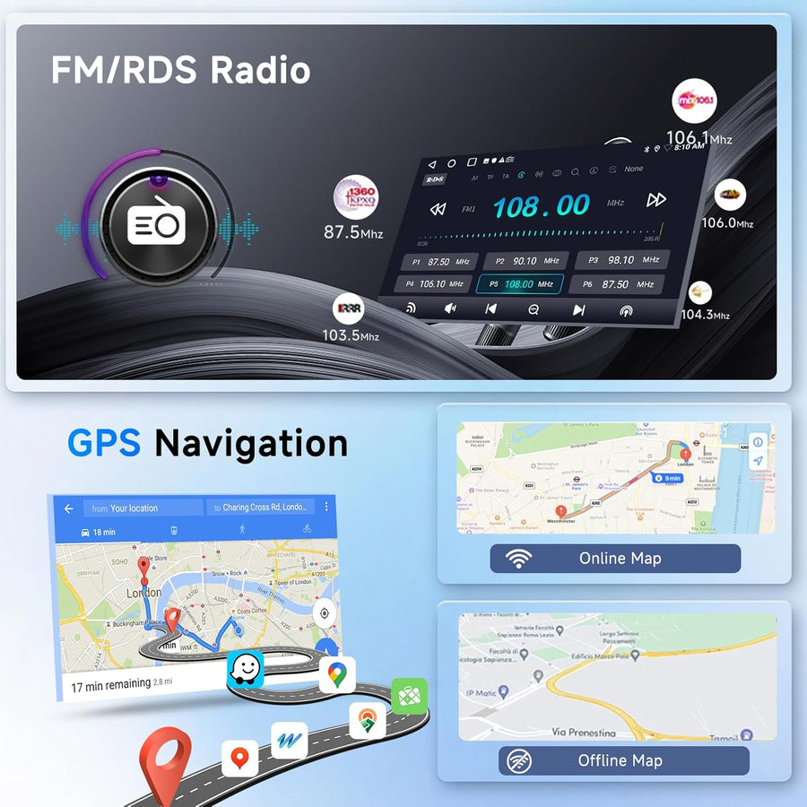 Autoradio pour Mercedes-Benz Classe A W169/Classe W245 B200/Viano Vito W639/Sprinter W906, Android 13.0 2GB+64GB Ecran Tactile 7" CarPlay&Android Auto Contrôle au Volant