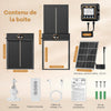 Grande Porte Poulailler Automatique Solaire avec avec Écran LCD Externe Capteur de Lumière, Minuterie, Télécommande, Fonction Anti-pincement, Aluminium, Étanche IP65, Ouverture 28.5 x 24 cm