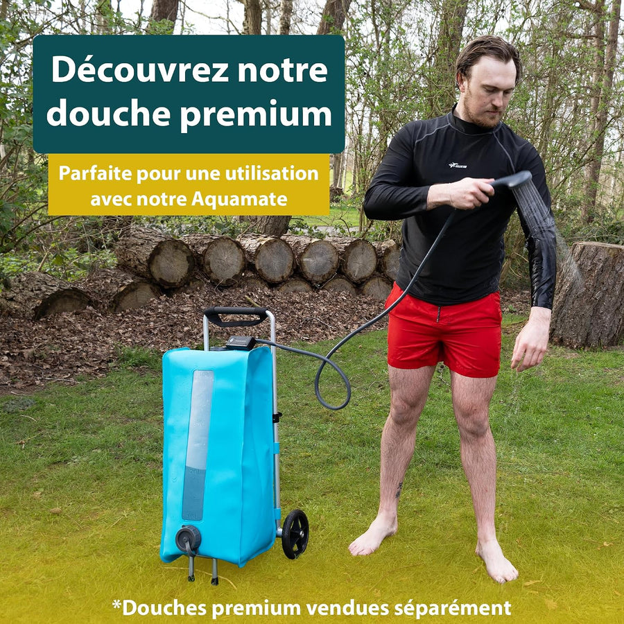 Porte-Eau Douce avec Chariot 40L – Réservoir d'eau Peu encombrant pour caravanes et Camping-Cars sans BPA – Compatible avec Flexipipes