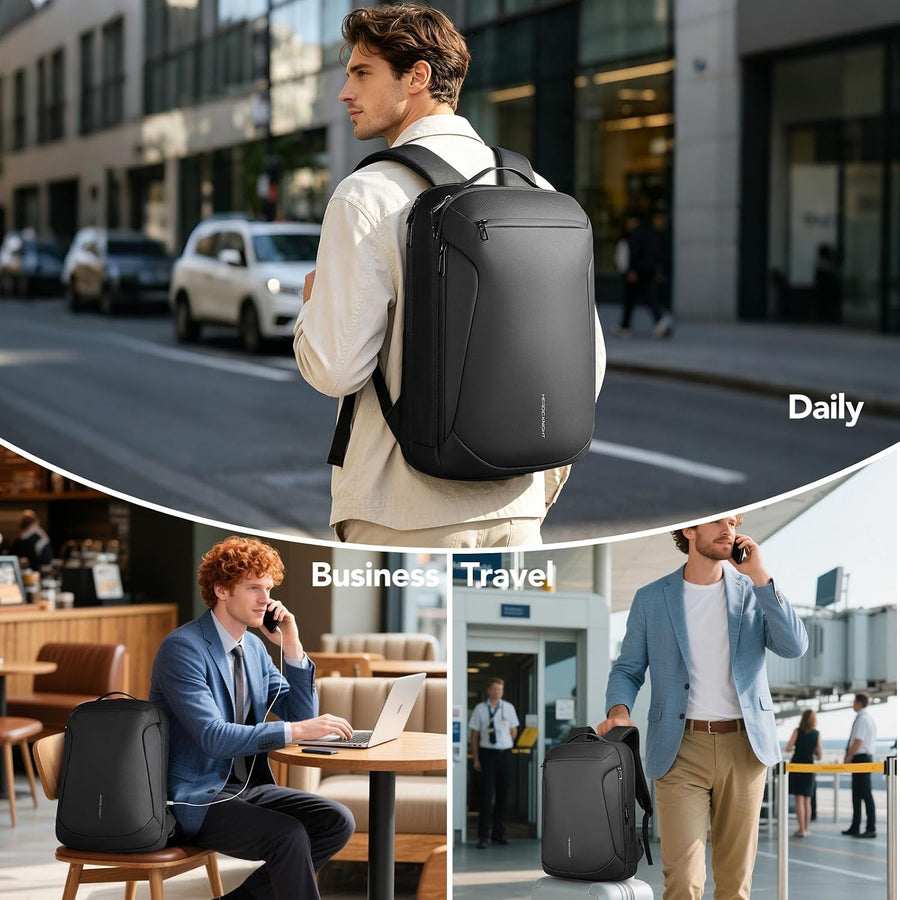 Sac à Dos Ordinateur Portable 15,6 Pouces Imperméable Sac à Dos Business | Fermeture Verrouillable Antivol Léger Sac à Dos Travail avec Double Port USB-A & USB-C pour Affaires Voyage et Université 25L