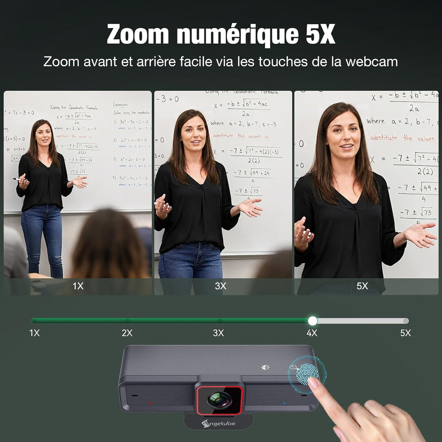 Webcam 4K avec 1/1.5" Sensor, 1080P@60FPS USB Web Camera pour PC | Autofocus PDAF, Cache vie privée, USB3.0 & 2 micros, Idéale pour les réunions vidéo, le Streaming