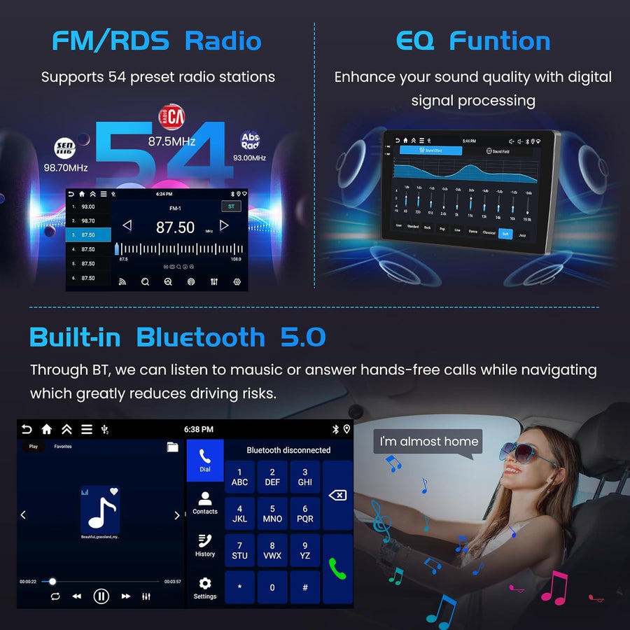 Autoradio 4+128G Android 15 pour Peugeot 307 307CC 307SW 2002-2013, 9'' In-Cell Bildschirm avec sans Fil Carplay et Android Auto Lien Miroir Radio FM/RDS GPS WiFi Bluetooth SWC Caméra de Recul