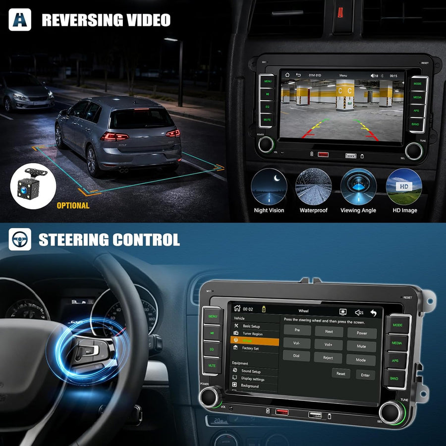 VW Golf 5 CarPlay Autoradio pour VW Golf 6 Polo avec Android Auto, 7'' IPS Ecran Tactile 2 Din Poste Radio Voiture pour Golf 5 avec Bluetooth AM/FM/RDS Mirror Link Deux Ports USB SWC + Canbus