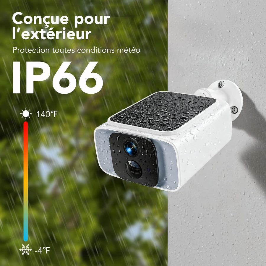 Caméra Surveillance WiFi Extérieure sans Fil Solaire 4MP | 5G/2.4GHz