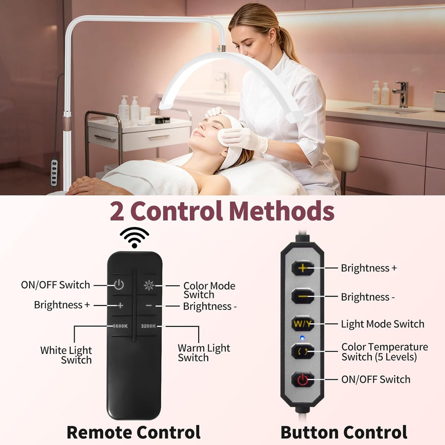 Lampe Demi Lune Extension De Cils: Luminosité réglable Lampe Demi Lune - Avec support pour téléphone - TêTe De Lampe Rotative à 360° - Utilisé Pour Les Extensions De Cils, Les Tatouages -Blanc