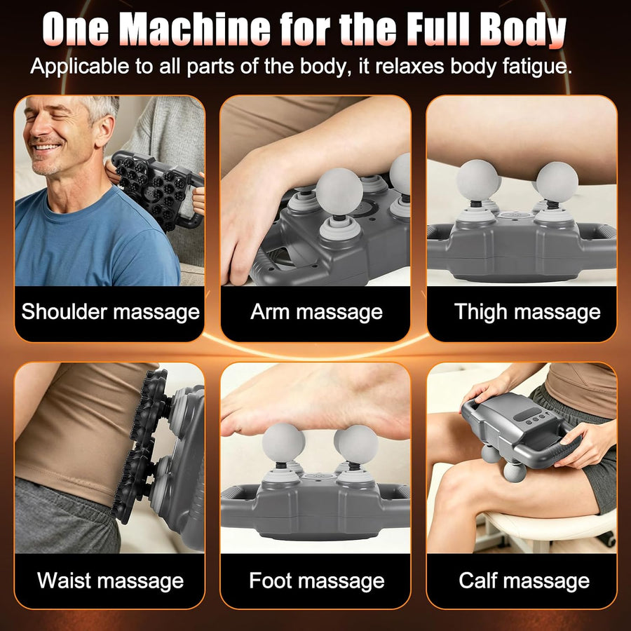 Pistolet de Massage à 28 têtes Portable, 6 Modes et 20 Vitesses, Pistolet de Massage Musculaire Rechargeable, Appareil de Massage pour Cervicales Pieds dos Jambe, Détendre les Muscles