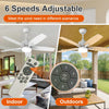 Ventilateur de Plafond avec Lumière et Telecommande, 106cm LED Lampe Ventilateur Plafond Dimmable Lampe Intégrée, 6 Vitesses, Silencieux Pales Effet Bois (Blanc+bois Clair)
