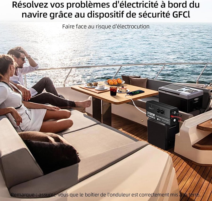 3100W Pur Sinus convertisseur 24v 220v Camion, transformateur 24v 220v, convertisseur pour véhicules avec Clip Alligator, 4 Prises UE et écran LCD