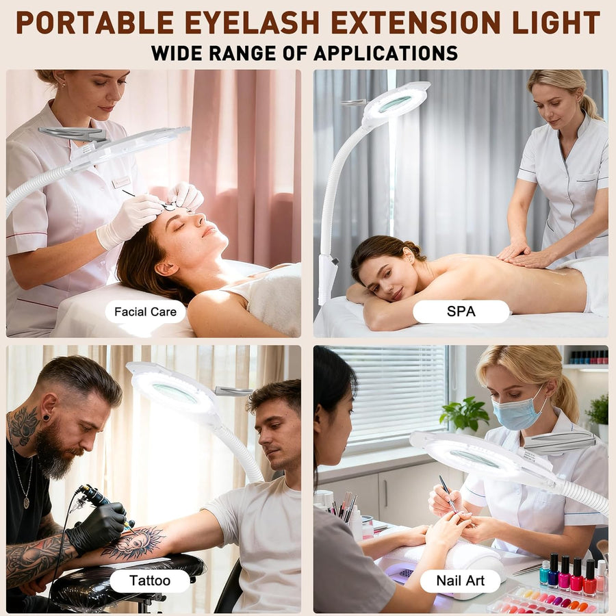 Lampe Esthetique Professionnel, 2500 Lumens, col de Cygne Flexible, Intensité Réglable en Continu, Lampadaire Loupe LED