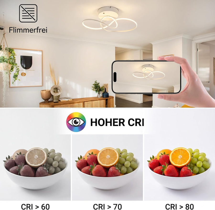 Plafonnier Chambre Plafond 24W Luminaire Cuisine Moderne Blanc intensité variable design circulaire plafonniers salon avec télécommande