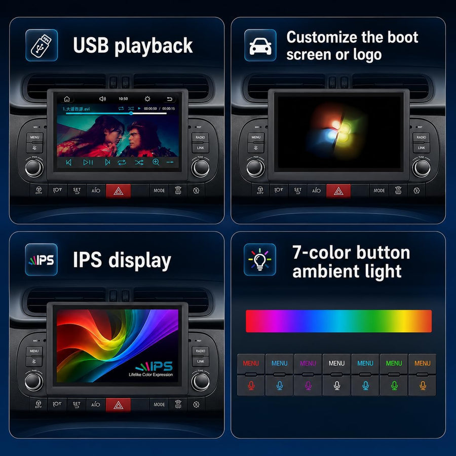 Fiat Panda 2013-2020 Autoradio 1 DIN CarPlay sans Fil Android Auto DSP RDS | Système Linux,démarrage rapide 2s,Plug&Play,Bluetooth,CANBUS,commandes volant,écran tactile IPS