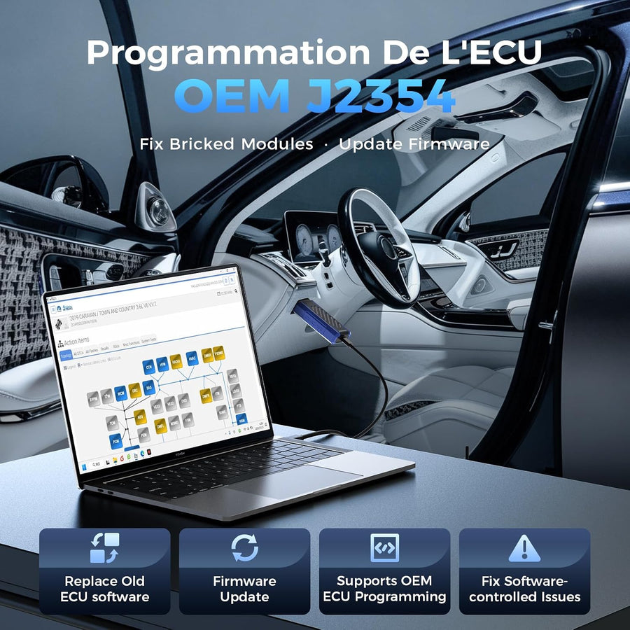 Mucar 892BT Pro Valise Diagnostic Auto avec Cartographie Topologique, AI Version Professionnelle 892BT, Assisté par IA, J2534 Protocole, 4000+ Tests Actifs, Codage ECU, 35+ services, Gratuit à Vie
