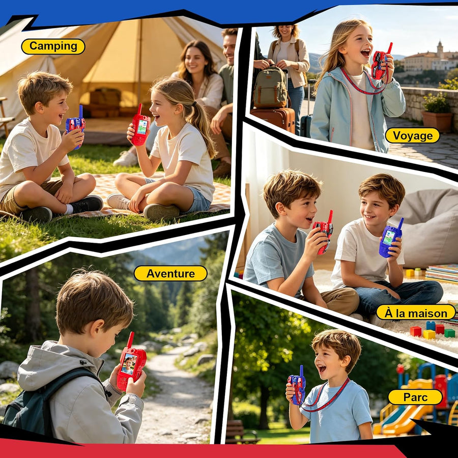 Jouet Talkie Walkie Video Enfant, Lot de 2 Talkie Walkie Enfants Rechargeable Longue Portée avec Caméra et Vidéo