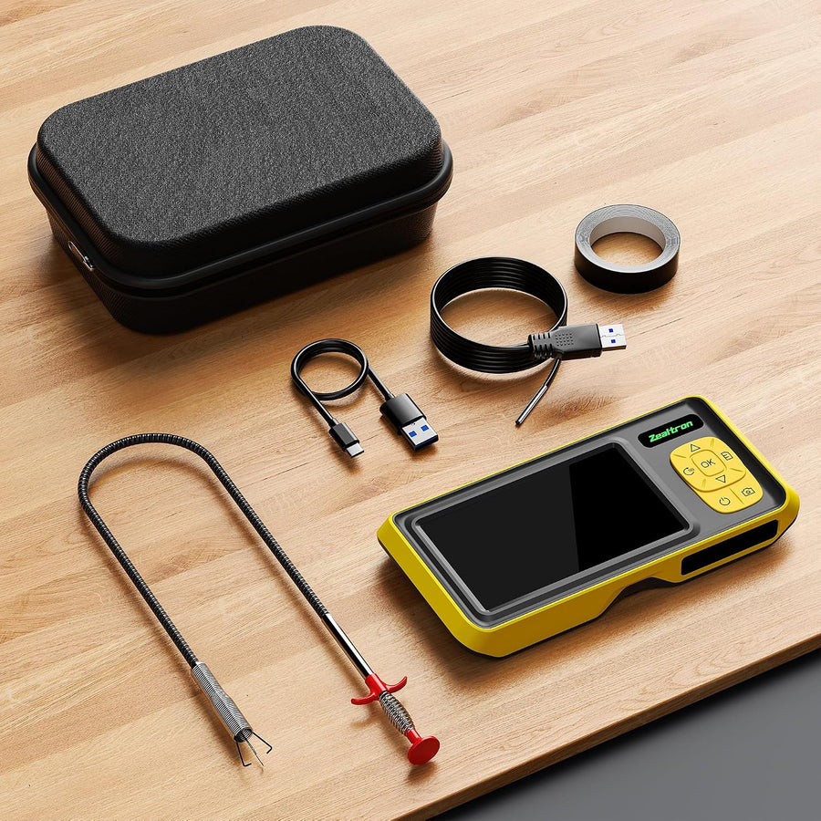 Endoscope, Caméra d'Inspection 3.9mm, USB Interchangeable, Pince Incluse | Écran IPS 4,3" 1080P HD. Étanche IP67, câble 5M, pince débouchage 1M incluse. Système modulaire USB, mallette de transport
