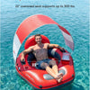 Tube de rivière gonflable de 116,8 cm avec auvent pare-soleil amovible, tube flottant robuste pour adultes, repose-jambes et dossier ergonomiques, sac imperméable et porte-gobelets ROUGE