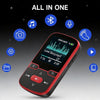 Lecteur MP3 64Go Bluetooth 5.3 avec Clip Musique Sport, écran TFT 1,5" | 28g ultra-léger sport, touches physiques, son HiFi : FM, enregistrement, lecture aléatoire ROUGE