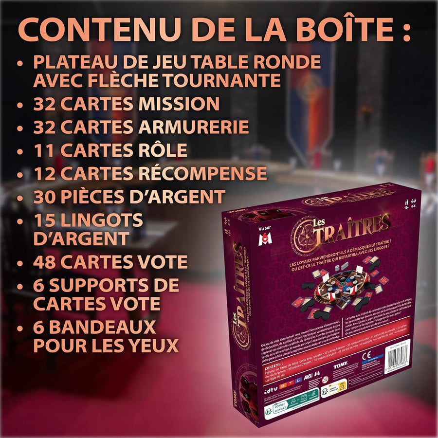 Les Traîtres Jeu de Société, Jeu de Déduction Sociale et Stratégie Inspiré de l'émission TV, Jeu de Bluff et Trahison avec Missions et Rôles Cachés, Soirée Jeux, 4 à 6 Joueurs, Dès 12 Ans