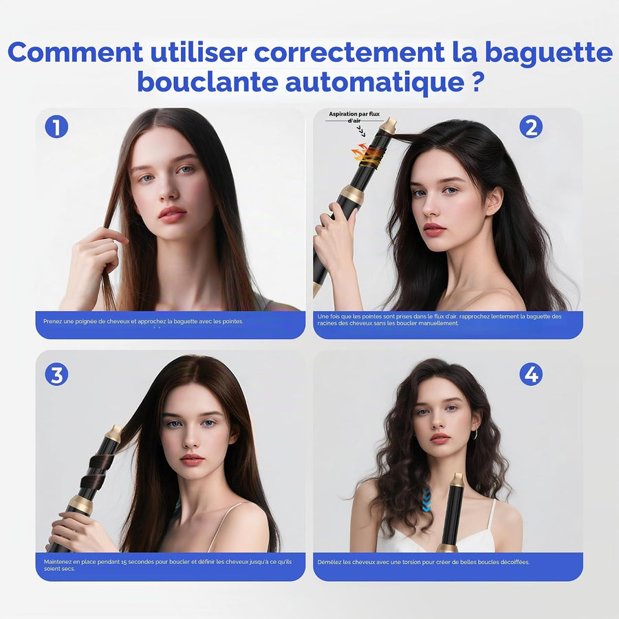 Airstyler 5 en 1 Brosse Soufflante Air Styler set Hair Styler Airbrush Fer a Boucler Brosse Soufflante Brosse Lissante Pour Cheveux, Kit de coiffure