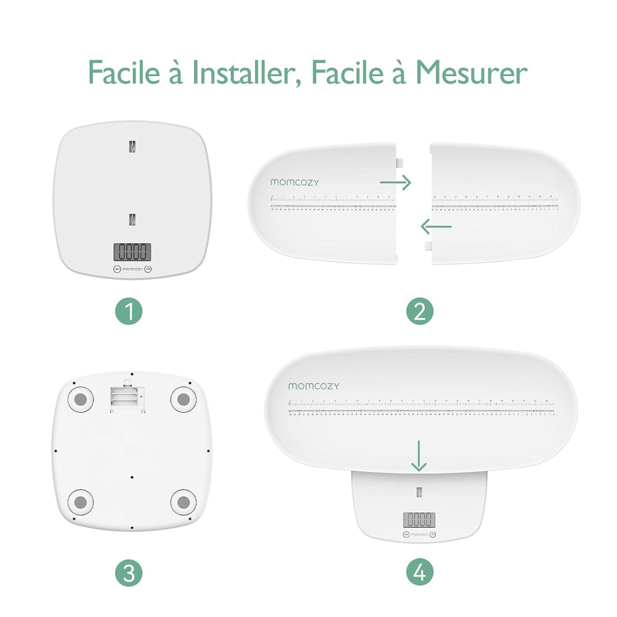 Pèse-Bébé, Nouveau-né, Plateau Incurvé Amovible, Poids, Taille, Balance Personnelle, Quantité Boire, Mesure, Précision <50g, 150kg, Unités, Mémoire Auto