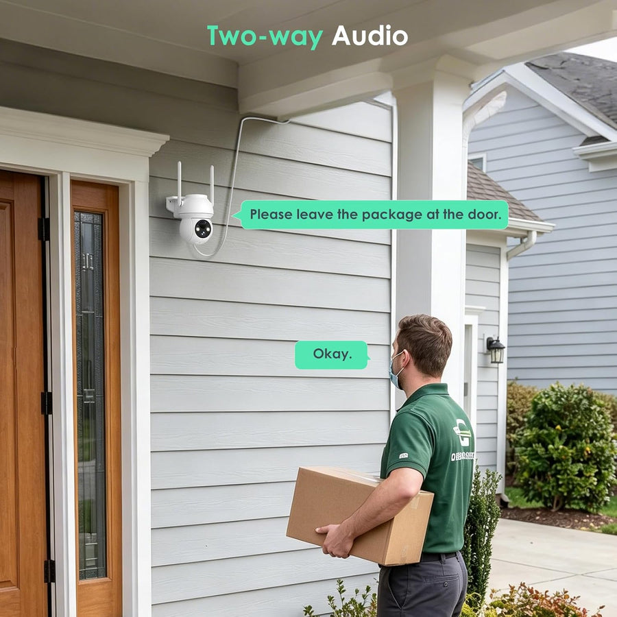 Caméras de sécurité solaires d'extérieur sans fil, caméra PTZ WiFi à 360° avec panneau solaire, vision nocturne couleur HD 1080p, détection humaine AI, audio bidirectionnel, étanchéité IP66