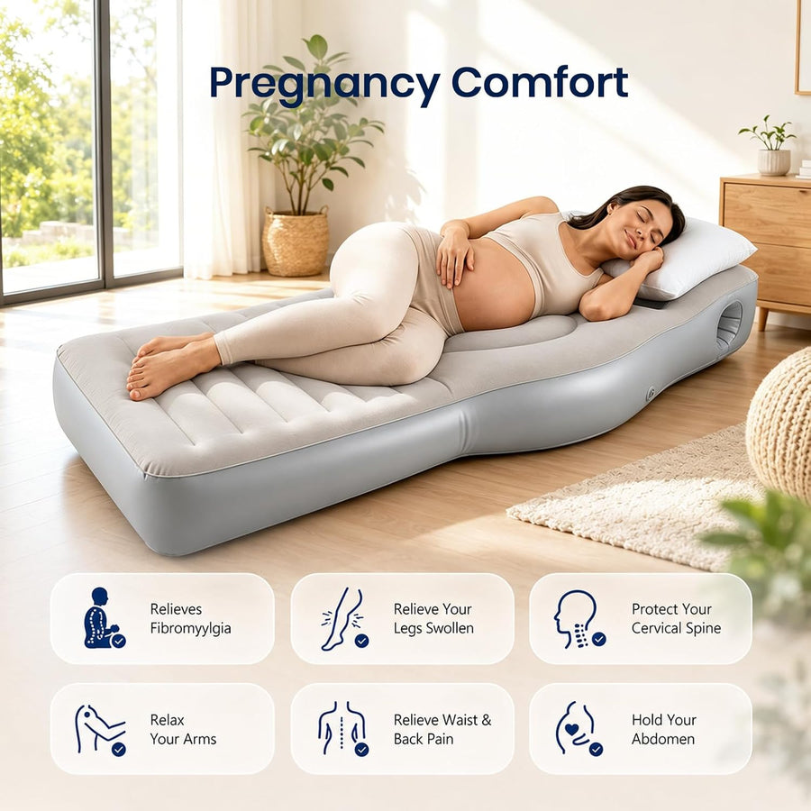 Matelas gonflable pour femmes enceintes avec ouverture ventre, matelas gonflable de grossesse en PVC épais floqué pour tout le corps