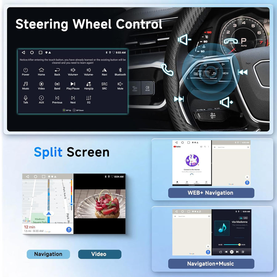 Autoradio pour Mercedes-Benz Classe A W169/Classe W245 B200/Viano Vito W639/Sprinter W906, Android 13.0 2GB+64GB Ecran Tactile 7" CarPlay&Android Auto Contrôle au Volant