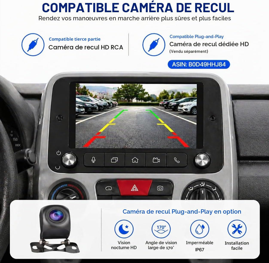 Fiat Panda 2003-2012 Autoradio 1 DIN CarPlay sans Fil Android Auto DSP RDS | Système Linux,démarrage rapide 2s,Plug&Play,Bluetooth,CANBUS,commandes volant,écran tactile IPS,caméra de recul compatible
