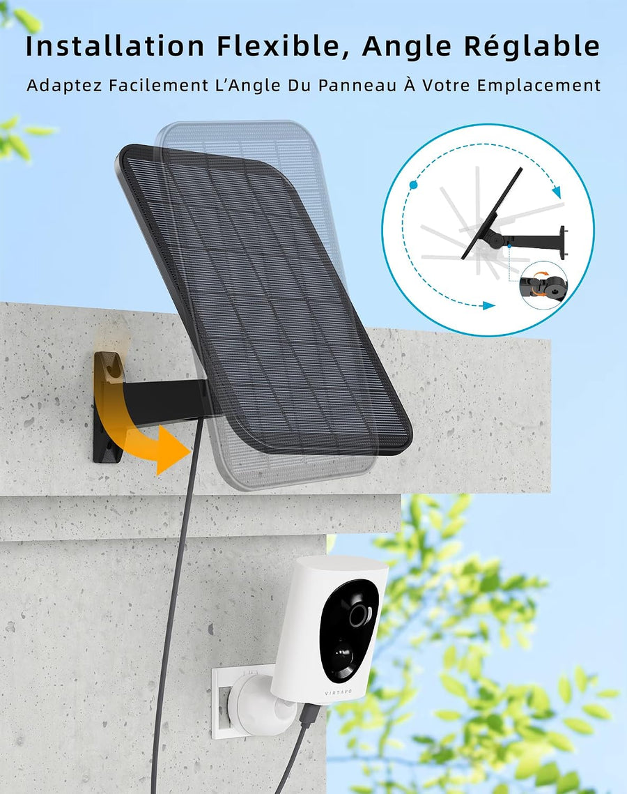 Camera Surveillance 2K WiFi Exterieure sans Fil, Batterie et Panneau Solaire 3W Intégrés, Vision Nocturne Couleur Starlight, Détection PIR, Audio Bidirectionnel