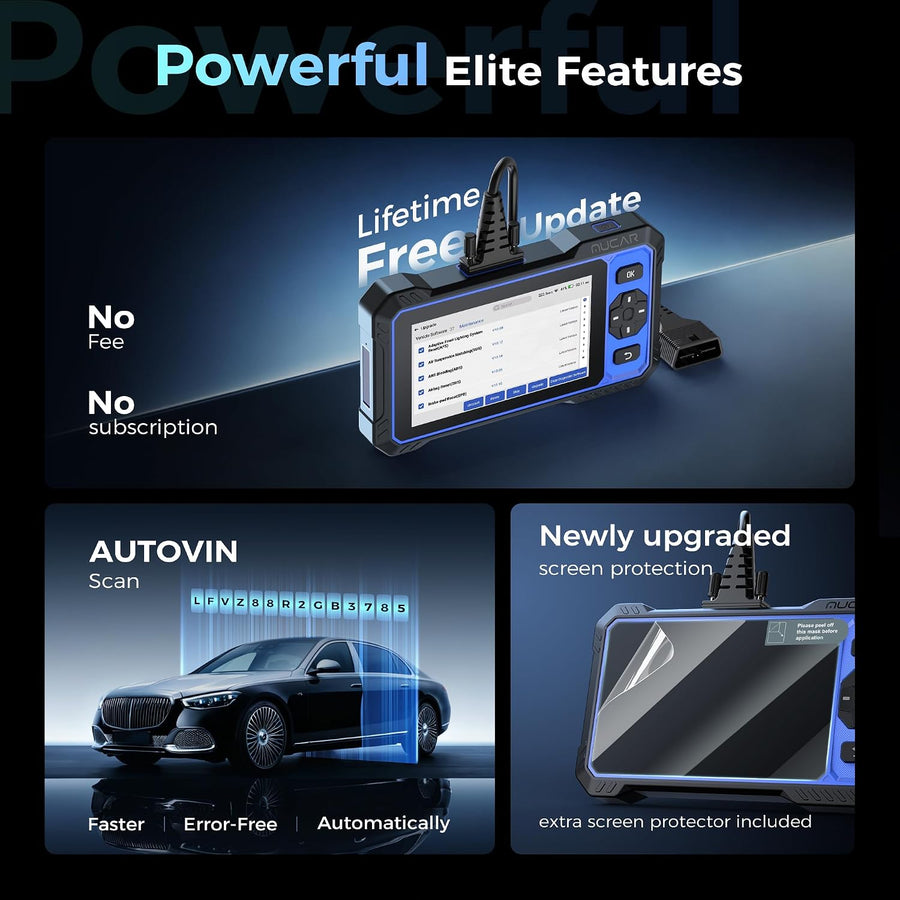 Scanner bidirectionnel MUCAR 632 assisté IA OBD2, 15 réinitialisations ABS/SRS/INJEC/Huile/SAS/TPMS, Diagnostic 4 systèmes, Tests Actifs, AutoAuth, Can FD, AutoVIN, mises à Jour gratuites à Vie
