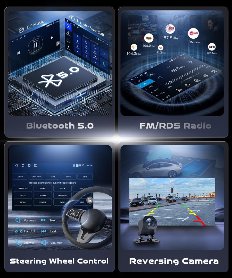 Autoradio 2G+64G Android 15 pour Toyota Yaris/Vizi 2005-2011, 9'' IPS HD 1280*720P Écran Tactile Stereo Auto avec 5G WiFi Carplay Android Auto sans Fil Bluetooth 5.0 EQ FM RDS Radio USB Caméra