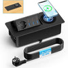 Alpheus Prise Encastrable Plan de Travail, Charge sans Fil 15W, USB-C1 30W 3 USB-C, 3 USB-A, 1 Prise Secteur, Câble 1,8m, pour Bureau, Table de Réunion, Plan de Travail et ilot de Cuisine,10A/2500W