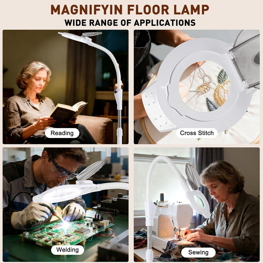 Lampe Esthetique Professionnel, 2500 Lumens, col de Cygne Flexible, Intensité Réglable en Continu, Lampadaire Loupe LED
