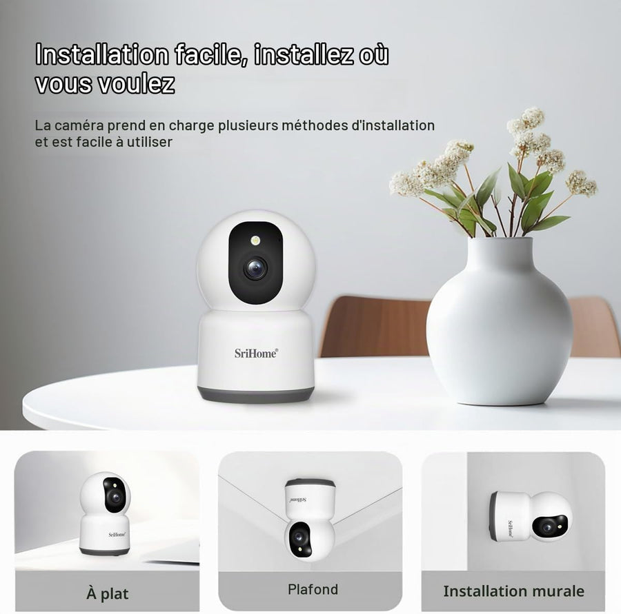 Caméra de Surveillance 5MP 2.4GHz/5GHz WiFi, Détection de Mouvement Humain