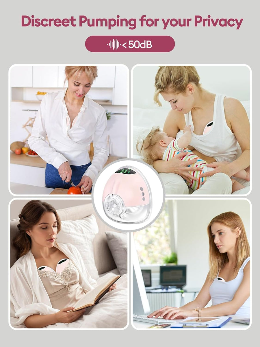 Tire Lait Electrique Main Libre, 4 Modes 9 Niveaux, 350mmHg Forte Aspiration, Komfortabler, Sans douleur, Sans BPA, avec Bride de 17/19/21/24 mm