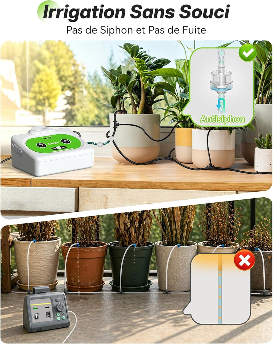 Arrosage Automatique Interieur WiFi, Contrôle à Distance via APP, Arroseur Automatique pour Plantes d’Intérieur, Arrosage Goutte à Goutte avec Batterie Rechargeable, Jusqu’à 15 Plantes
