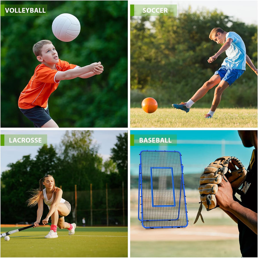 Filet de rebond de volley-ball réglable - Appareil d'entraînement de volley-ball avec zone de frappe pour frapper, servir, passer, exercices de pointes - Filet de rebond pour baseball, lacrosse