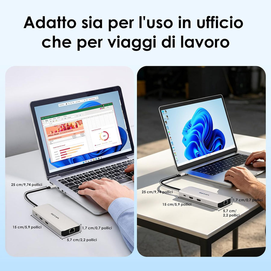 Station d'accueil double moniteur, double station d'accueil USB-C 4K @ 60Hz avec PD Pass-Through 125 W, Ethernet 2,5 G, 2 × USB-A 10 Gbps, lecteur de carte SD/Micro SD 312 Mo/s