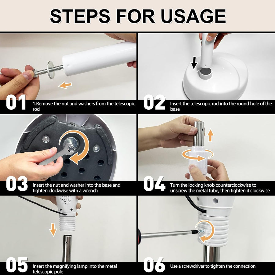 Lampe Esthetique Professionnel, 2500 Lumens, col de Cygne Flexible, Intensité Réglable en Continu, Lampadaire Loupe LED
