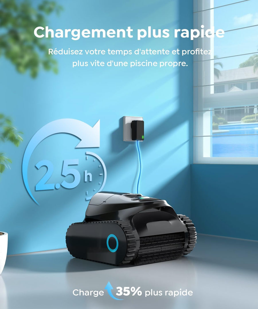 Robot de Piscine Fond et Parois, Ligne d'eau, Double Filtre, Robot Piscine sans Fil, 7 Modes de Nettoyage, 180 Min d'Autonomie, Puissant Aspirateur pour Piscines jusqu'à 150 m² VERT ou BLEU