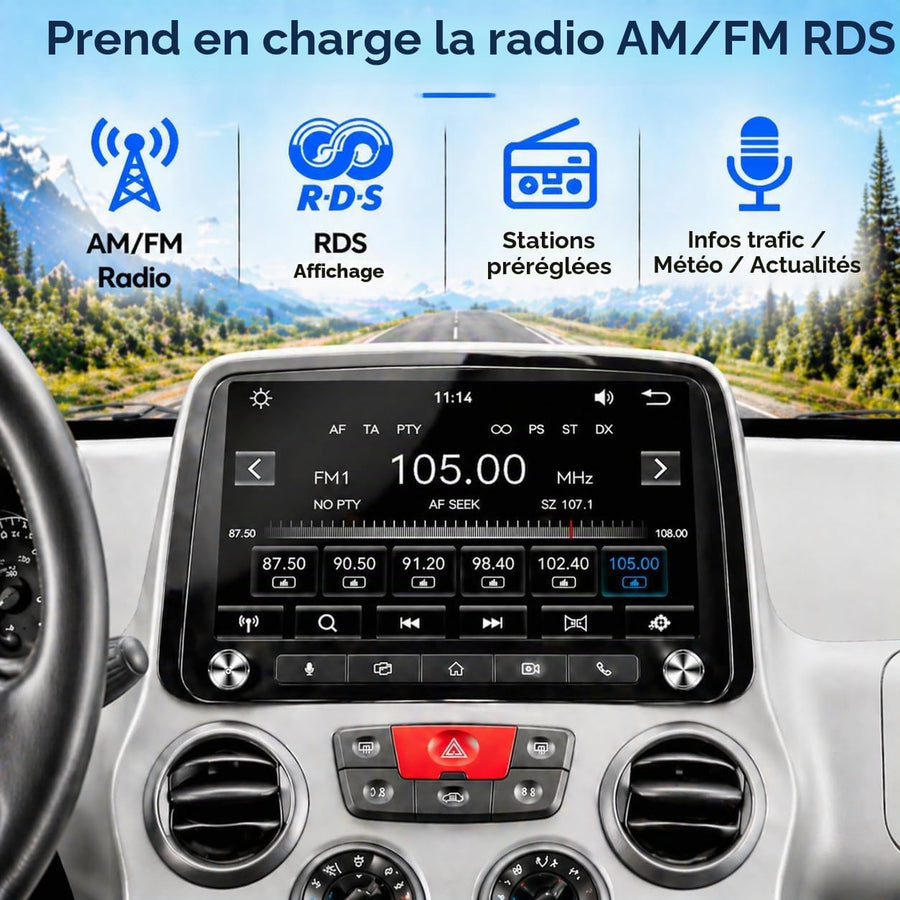 Fiat Panda 2003-2012 Autoradio 1 DIN CarPlay sans Fil Android Auto DSP RDS | Système Linux,démarrage rapide 2s,Plug&Play,Bluetooth,CANBUS,commandes volant,écran tactile IPS,caméra de recul compatible