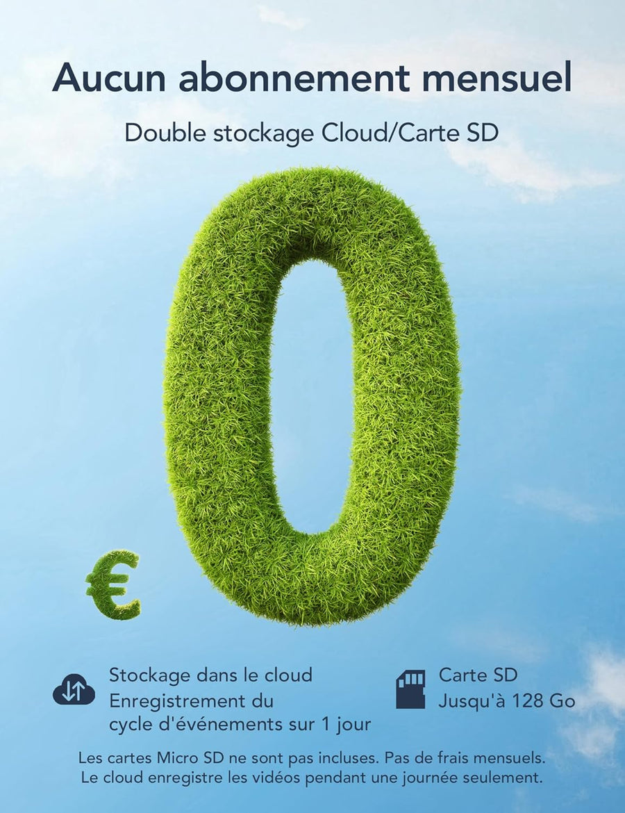 Camera 2K Exterieur WiFi sans Fil Solaire sur Vision Nocturne Couleur | 5G/2.4GHz, Détection Humaine AI, Détection de Mouvement, Audio Bidirectionnel, SD/Cloud, Sirène, IP65