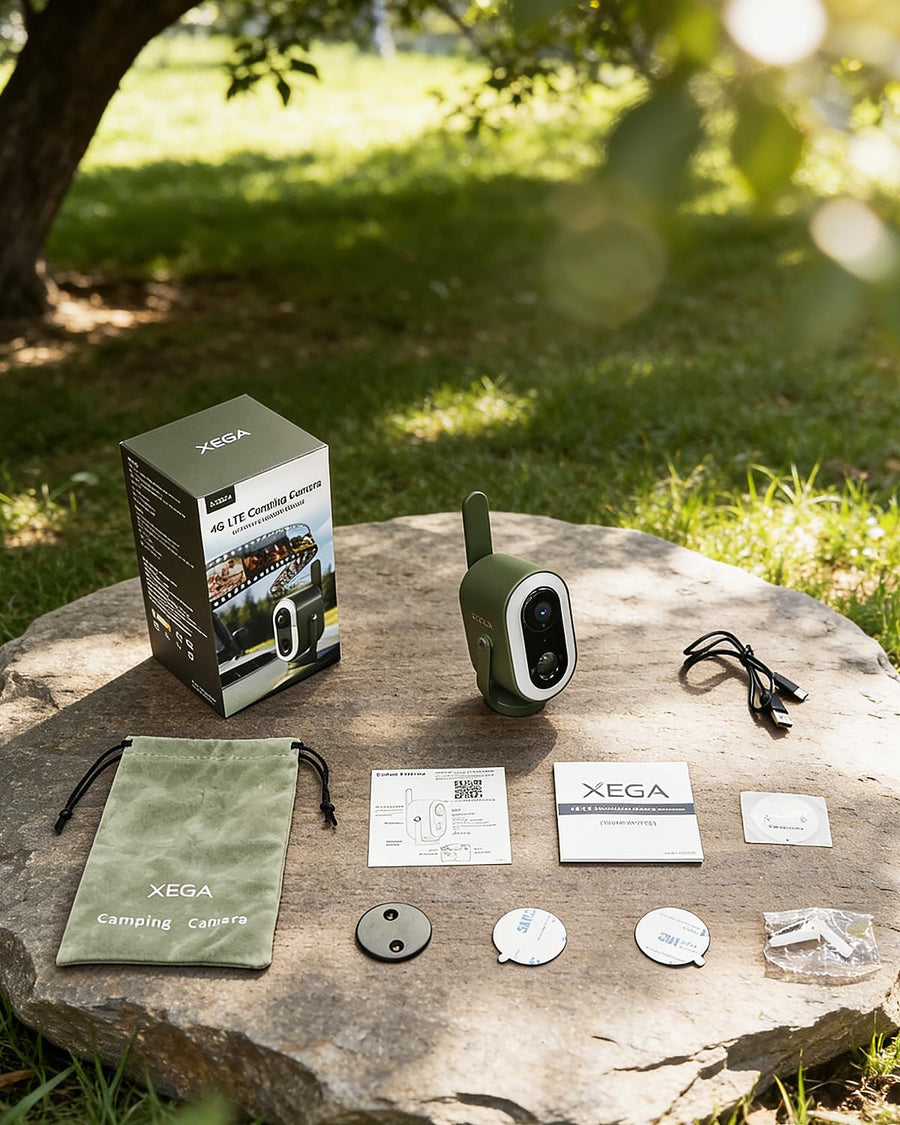 Caméra Surveillance 4G LTE Magnétique avec Carte SIM 2K HD 6,000mAh Batterie PIR Détection Humaine